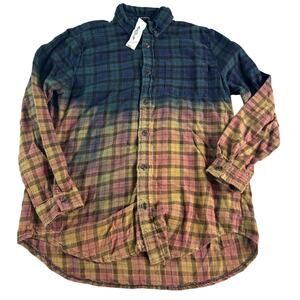 Brandy Melville Flannel Small Swanky Vine Ombre Plaid Cotton Shirt Boho Top